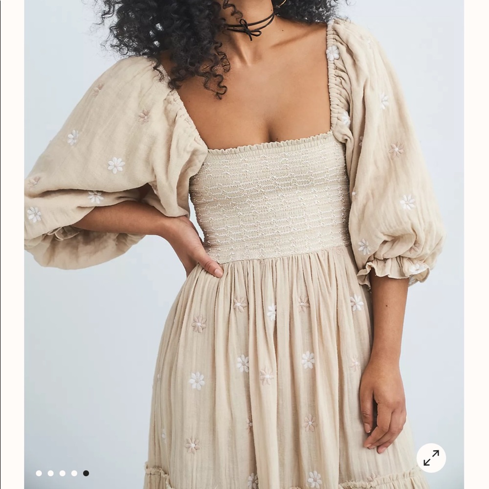Free people Dahlia embroidered maxi dress in the color “pear”